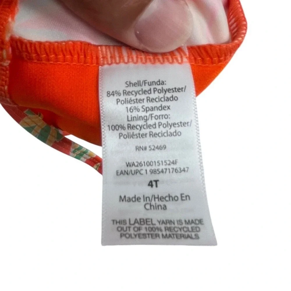NWT Wonder Nation‎ Girls 4T Tankini Swimsuit Set Tropical Floral Pink Glowstick